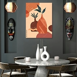 «Терракотовый натюрморт 4» в интерьере в этническом стиле над столом