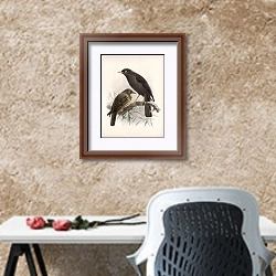 «Aves Pl 04» в интерьере кабинета с песочной стеной над столом