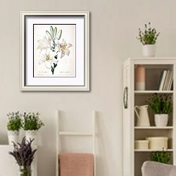 «Белая лилия 1» в интерьере комнаты в стиле прованс с цветами лаванды