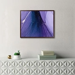 «Abstract violet and blue ink art 6» в интерьере в стиле минимализм над тумбой