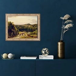 «Landscape in the Harz Mountains» в интерьере в классическом стиле в синих тонах