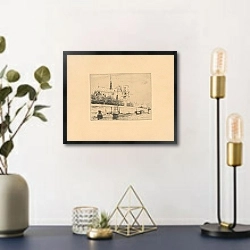 «Notre Dame Cathedral in Paris» в интерьере в стиле ретро над столом