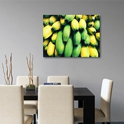 «Зеленые бананы» в интерьере современной кухни над столом