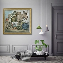 «Нагружающий осла овощами, за которым Давид и Авигея» в интерьере коридора в классическом стиле