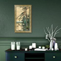 «Świteź» в интерьере прихожей в зеленых тонах над комодом