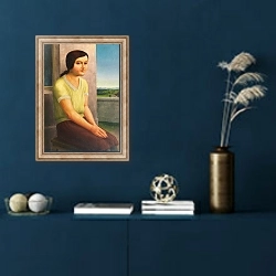 «Sitzendes Mädchen» в интерьере в классическом стиле в синих тонах