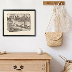 «Les berges à Rouen» в интерьере в стиле ретро над комодом