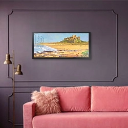 «Bamburgh, 2007» в интерьере гостиной с розовым диваном