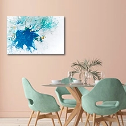 «Синее в белом» в интерьере современной столовой в пастельных тонах