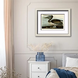 «Brown Pelican 2» в интерьере спальни в стиле прованс с синими деталями