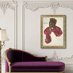 «Bezou, chef de groupe, from Dessins et Peintures d'Afrique, executes au cours de l'expedition Citroen Centre Afrique, deuxieme mission Haardt Audouin-Dubreuil,  pub. Paris, 1927» в интерьере в классическом стиле над банкеткой