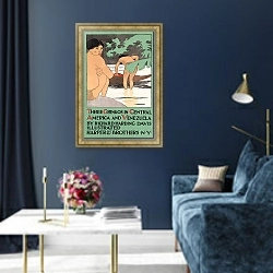 «Три гринго в Центральной Америке, Венесуэла, автор Ричард Хардинг Дэвис» в интерьере в классическом стиле в синих тонах