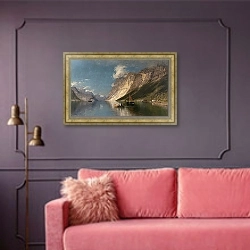 «Ромсдаль-фьорд» в интерьере гостиной с розовым диваном