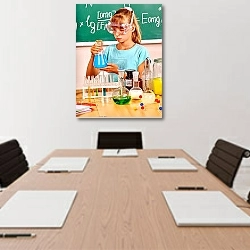 «На уроке химии» в интерьере офиса над переговорным столом