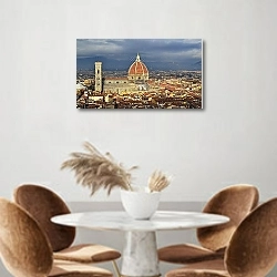 «Италия, Флоренция. Рассветная панорама» в интерьере кухни над кофейным столиком