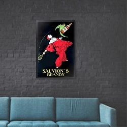 «Sauvion’s Brandy» в интерьере в стиле лофт с черной кирпичной стеной