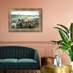 «Крестный ход. 1893» в интерьере классической гостиной над диваном