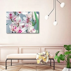 «Цветение розовых орхидей» в интерьере современной прихожей в розовых тонах