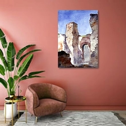 «Baths of Caracalla, Rome» в интерьере современной гостиной в розовых тонах