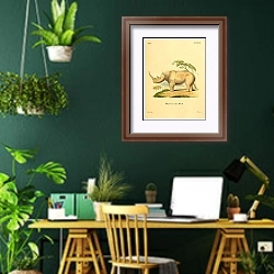 «Тупоносый носорог» в интерьере кабинета с зелеными стенами