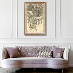 «Angel with Scroll - figure number eight, 1880» в интерьере гостиной в классическом стиле над диваном