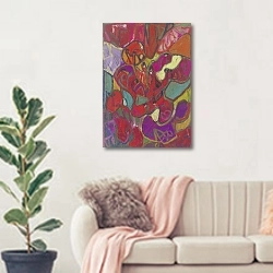 «Абстрактная композиция» в интерьере современной светлой гостиной над диваном