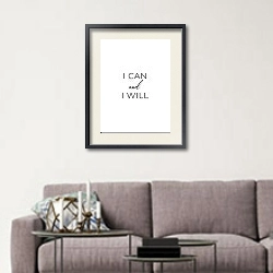«I can I will» в интерьере в скандинавском стиле над диваном