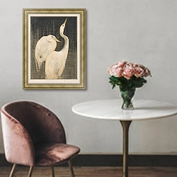 «Две белые цапли» в интерьере в классическом стиле над креслом