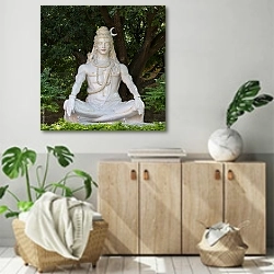 «Статуя Шивы в Ришикеш, Индия 2» в интерьере современной комнаты над комодом