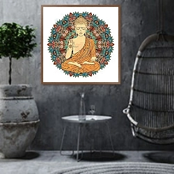 «Будда 3» в интерьере в этническом стиле в серых тонах