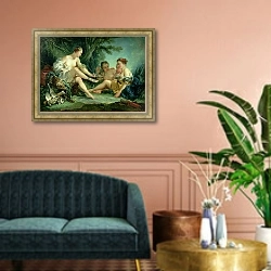 «Diana after the Hunt, 1745» в интерьере классической гостиной над диваном