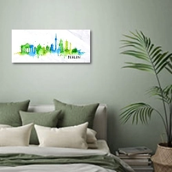 «Берлин» в интерьере современной спальни в зеленых тонах