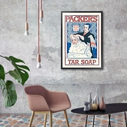 «Packer’s tar soap» в интерьере в стиле лофт с бетонной стеной