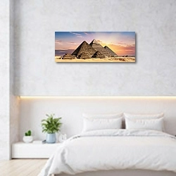 «Пирамиды Гизы на закате» в интерьере современной минималистичной спальни