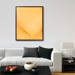 «Abstract yellow ink art 3» в интерьере гостиной в стиле минимализм в светлых тонах
