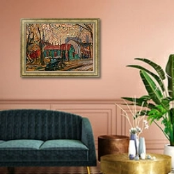 «Тихая улица» в интерьере классической гостиной над диваном