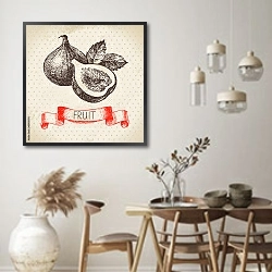 «Иллюстрация с инжиром» в интерьере кухни в стиле ретро над обеденным столом