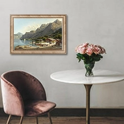 «Вид на Флулен, Швейцария» в интерьере в классическом стиле над креслом