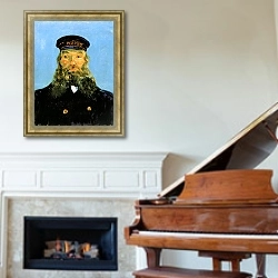 «Портрет почтальона Жозефа Рулена 5» в интерьере классической гостиной над камином