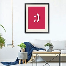 «Smile Very Peri Edition» в интерьере гостиной в скандинавском стиле над диваном