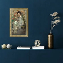 «Young Woman with Roses» в интерьере в классическом стиле в синих тонах