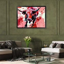 «Courageous charge» в интерьере гостиной в оливковых тонах