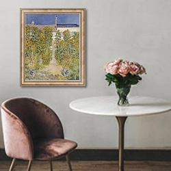 «The Artist's Garden at Vetheuil» в интерьере в классическом стиле над креслом
