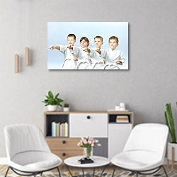 «Маленькие борцы дзюдо» в интерьере офиса над шкафом с документами
