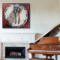 «Two Spoons and a Plate» в интерьере классической гостиной над камином