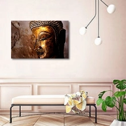 «Голова будды 2» в интерьере современной прихожей в розовых тонах