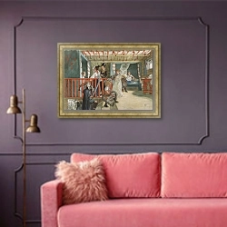 «День празднования» в интерьере гостиной с розовым диваном