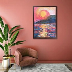 «Эгейский закат» в интерьере современной гостиной в розовых тонах