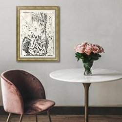 «St. Christopher Crossing the Water with Christ on his Shoulders» в интерьере в классическом стиле над креслом