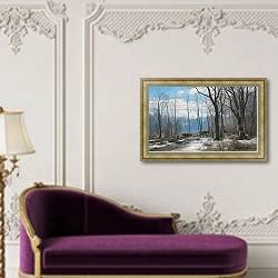 «A winter day in the English Garden in Munich» в интерьере в классическом стиле над банкеткой